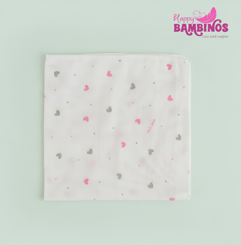 Baby Cotton Nappies - Hearts
